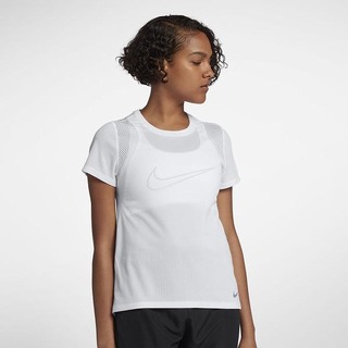 Top Nike Maneca Scurta Running Dama Albi | GUWS-47590